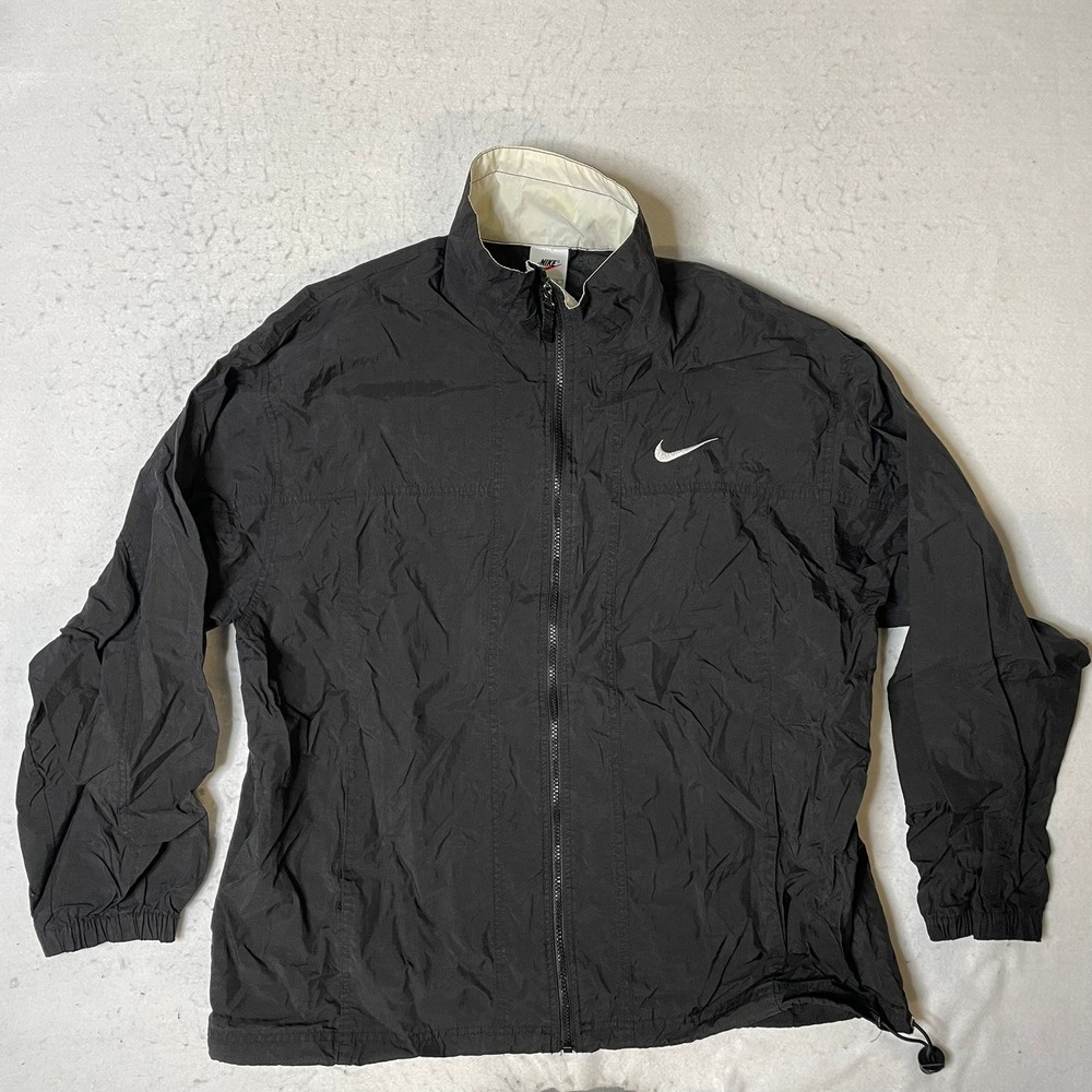 Nike Sportswear Full Zip Windbreaker‎ Jacket Black White Size Large Vintage Y2K